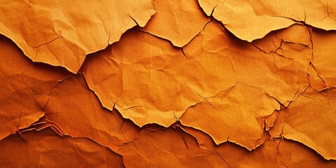 Orange-brown textured paper with deep cracks and a distressed surface.