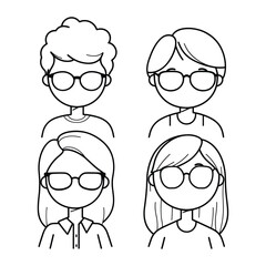 Fototapeta premium Nerdy Couple with Glasses - Cute Character Illustration