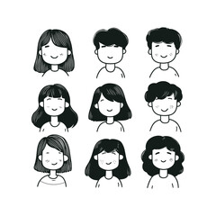 Black and White Avatar Set - Modern Minimalist Faces