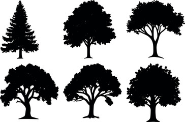 Tree bundle design silhouette vectors