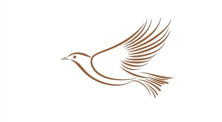 Fototapeta premium Simple Line Art Dove Flight