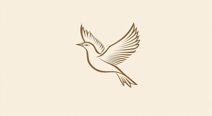 Obraz premium Simple Line Art Dove in Flight