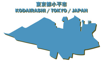 Obraz premium 東京都小平市ベクターイラストマップ