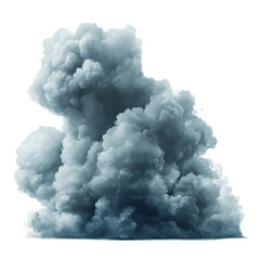 A large, dark cumulus cloud rises above a transparent background, resembling a dense formation of storm clouds in an atmospheric display, dark cumulus cloud transparent background