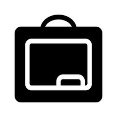Solid icon of a classic blackboard with a rectangular shape, symbolizing teaching, education, and classrooms.