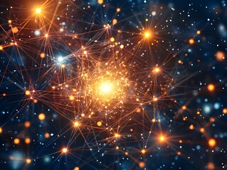 Obraz premium Abstract representation of cosmic energy with glowing particles and vibrant connections in space