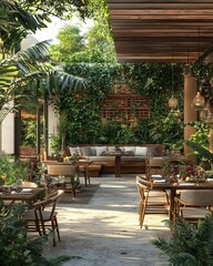 Elegant Indoor Garden Restaurant with Natural Light