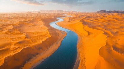 Serene Desert Landscape with Meandering River View