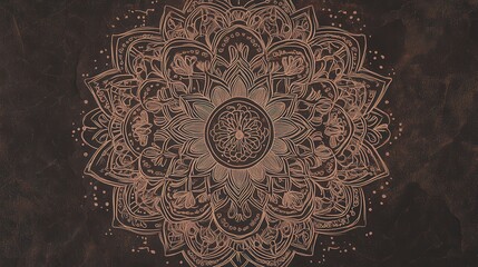 Rose Gold Mandala Design on Dark Background - Intricate Floral Patterns for Wall Decor