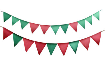 Colorful festive bunting in green and red, perfect for celebrations, parties, and special events.