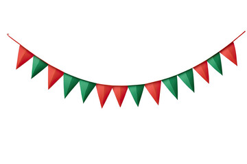 Fototapeta premium Colorful festive bunting in red and green, perfect for celebrations, parties, and cultural events. Bright and vibrant!