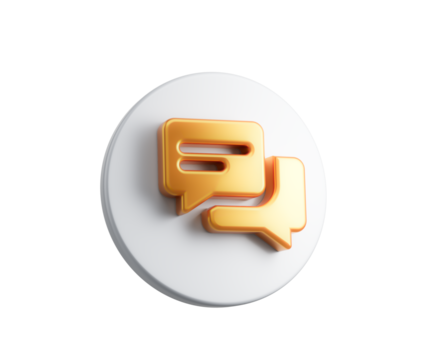 3D White chat icon with speech bubbles, representing communication and messaging. 3d illustration