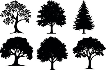 Tree bundle design silhouette vectors