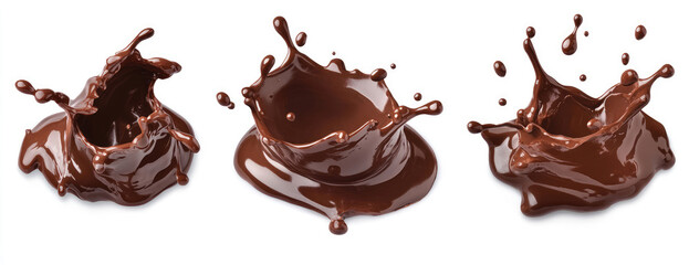 Set of chocolate splashes, isolated on a white background