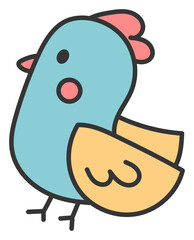 Cute Sticker Cartoon Chicken Illustration
