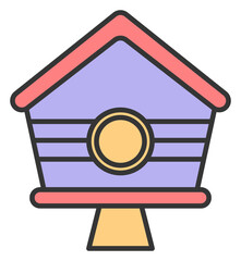 Cute Sticker Cartoon Birdhouse Illustration