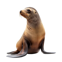 Fototapeta premium A sea lion poses gracefully against a transparent background, showcasing its unique features and charm, a sea lion isolated on transparent background
