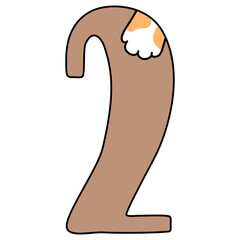 number 2 with cat paw png