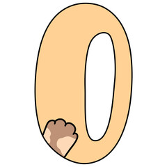 number 0 with cat paw 