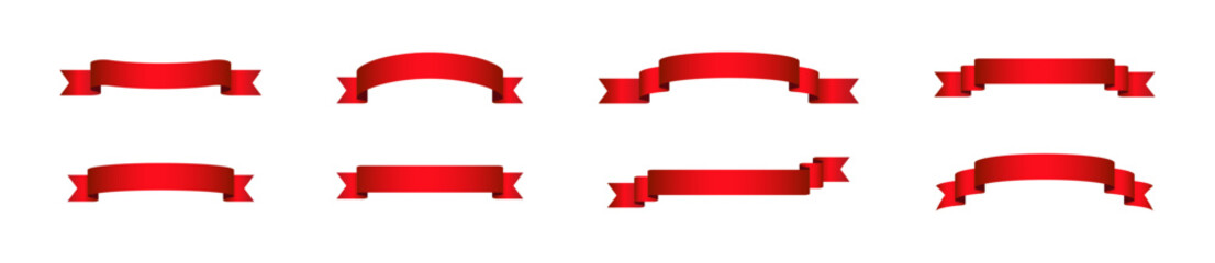 Set of Red Ribbon Banner Designs