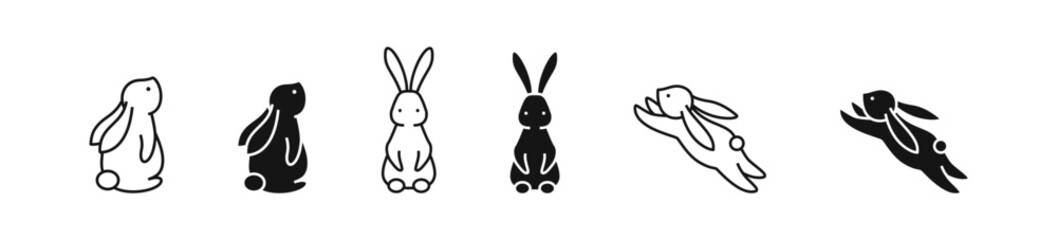 Obraz premium Bunny Vector Icon Set in Various Poses