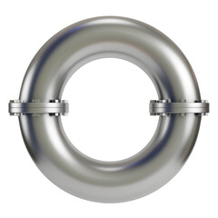 Abstract circular pipe with industrial elements isolated on transparent background