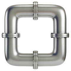 Metal pipe with industrial elements isolated on transparent background