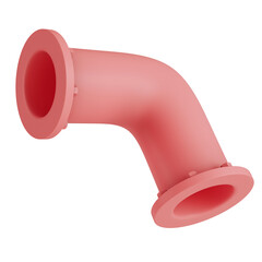 Abstract pink pipe with industrial elements isolated on transparent background