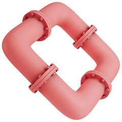 Abstract pink pipe with industrial elements isolated on transparent background
