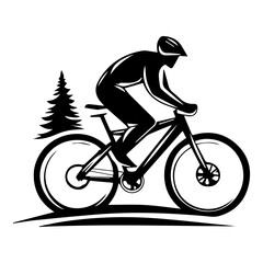 Mountain Bike Rider Silhouette Illustration Vector Mountain Biker Silhouette Mountain Biking Silhouette