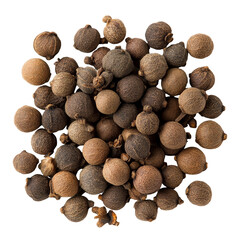 A closeup view of whole allspice berries on a transparent background with transparent accents, allspice transparent background