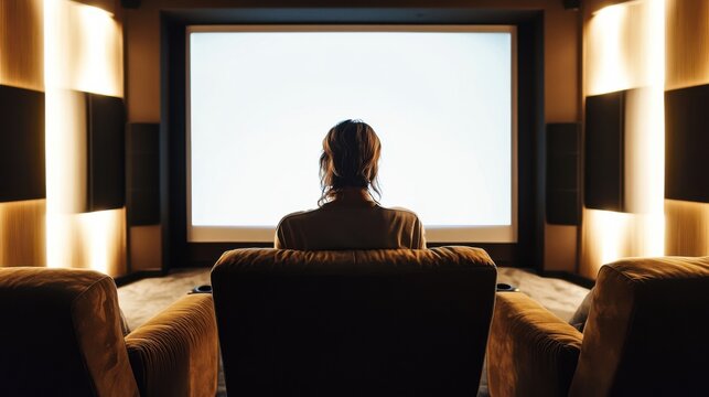 Lottery jackpot winner in an exclusive private cinema. Featuring relaxation and wealth