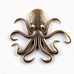 Fototapeta premium handmade badge pin octopus isolated on white