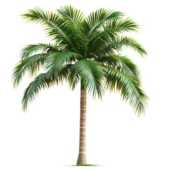 Obraz premium Isolated Palm Tree with Green Fronds and Brown Trunk on White