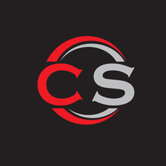 Fototapeta premium CS logo vector modern initial circle with red and ash color