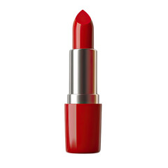 Obraz premium Vibrant red lipstick in a sleek tube, perfect for enhancing beauty and self-expression in fashion and cosmetics.