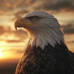 Fototapeta premium majestic eagle, in a fantastic sunset