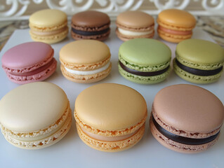 Obraz premium A Light and Airy French Macaron Assortment in Pastel Colors