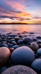 Obraz premium Boulders on the beach at sunset, an amazing landscape photograph 