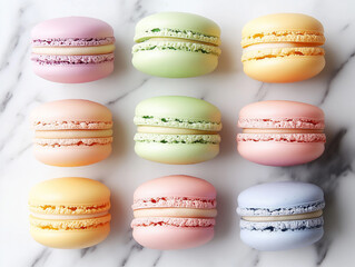 Obraz premium A Light and Airy French Macaron Assortment in Pastel Colors