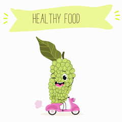 Noni fruit cute funny cheerful characters with different poses and emotions. Natural vitamin antioxidant .Vector hand drawn illistration.