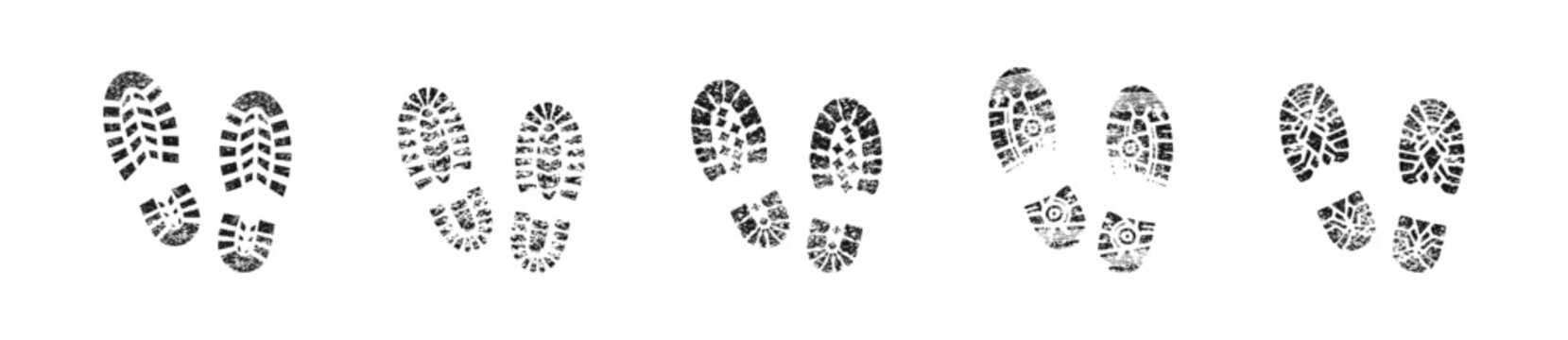 Grunge Boot Print Patterns Vector Set