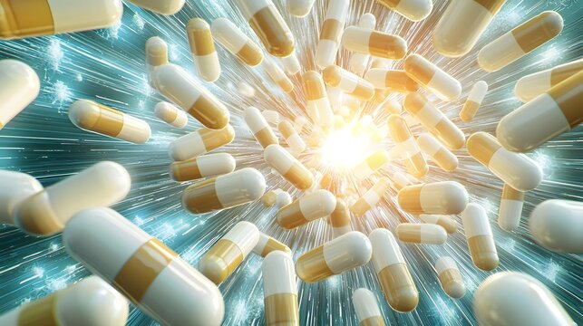 Close up of antibiotic capsules dissolving and reacting with cocci bacteria in a petri dish illuminated by soft natural light showcasing the biological and medical processes at work