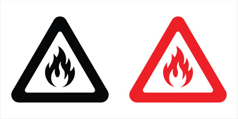 Fire warning sign vector on white background