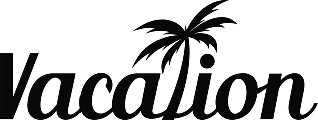 vacation text logo with plam tree vector