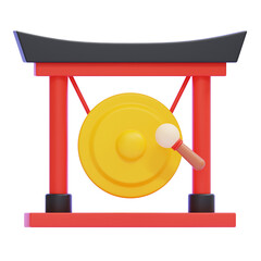 PNG 3D gong illustration isolated on a white background