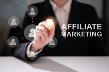 Online affiliate marketing business strategy digital advertising network concept