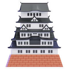 PNG 3D himeji castle illustration isolated on a white background