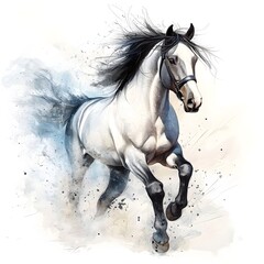 Elegant black and white sketch depicting the graceful ballet like motion and precision of a dressage horse performing  The image captures the power