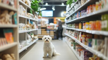 Thief alert in a pet store, staff noticing suspicious customer behavior. Featuring swift action and pet product security